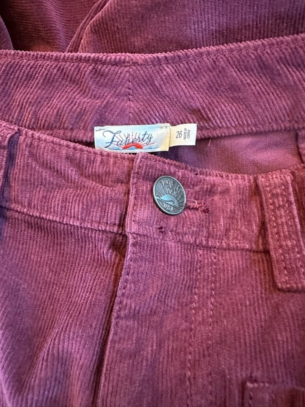Faherty Wide-Leg Corduroy Pants in Burgundy - Picture 4 of 6